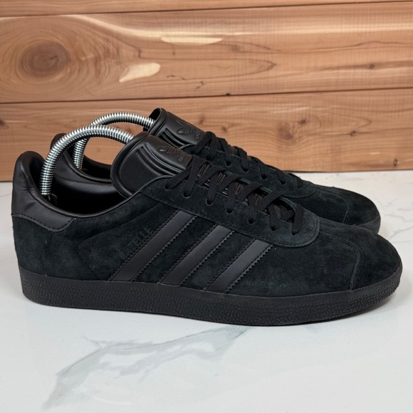 Adidas‎ Gazelle Originals Triple Black Suede Leather Sneakers Mens Shoes size 9 - Picture 4 of 14